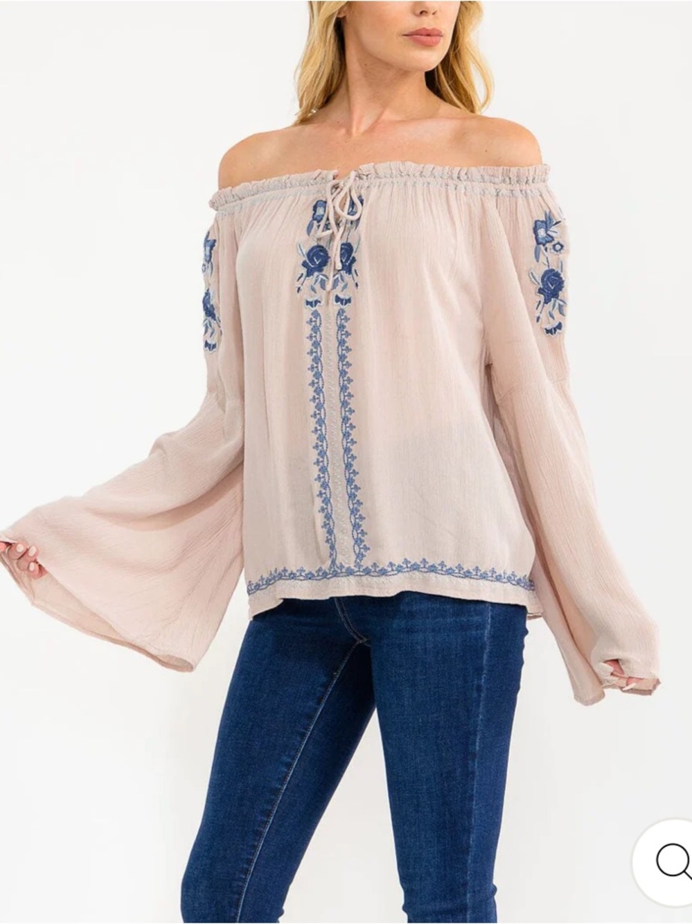 Boho NWT Women’s Gypsy lavender Off-Shoulder Embroidered Top S-M-L